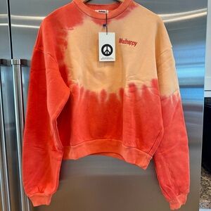 NWT MadHappy Tye-Dye Sunburst Orange Crewneck Heritage Sweatshirt Sun Kissed